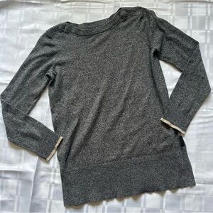 Roots Grey Knit Long Sleeve Relaxed Boatneck Tunic Sweater